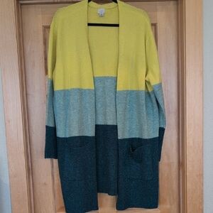 a new day Yellow and Blue Cardigan Sweater